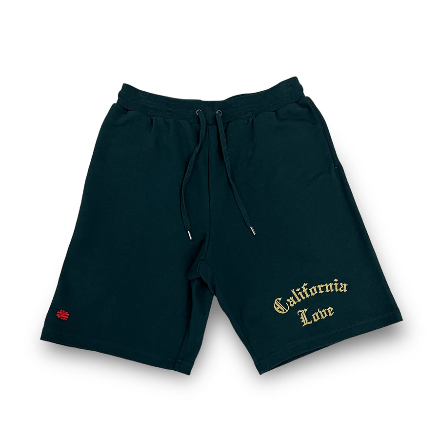 "CA Love" forest green sweat shorts - Mystérieux Brand