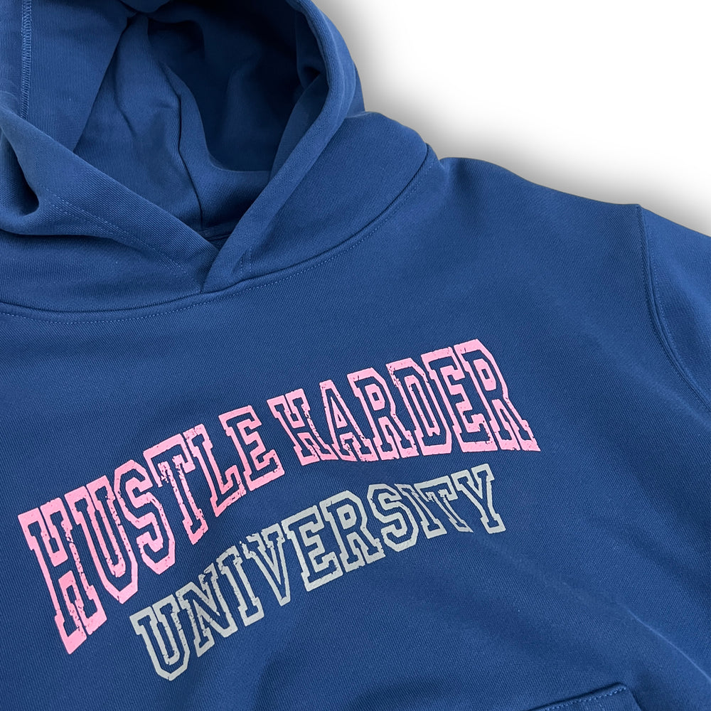 "Hustle Harder University" Premium Heavyweight Navy Hoodie - Mystérieux Brand