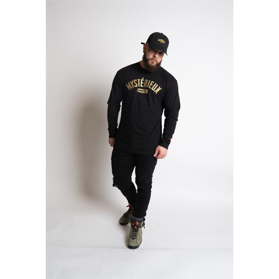 "International" Black/Gold Long Sleeve Tee - Mystérieux Brand