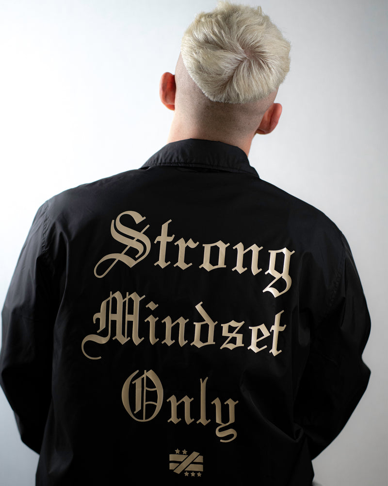
            
                Load image into Gallery viewer, &amp;quot;Strong Mindset Only&amp;quot; Black Workmen&amp;#39;s Jacket - Mystérieux Brand
            
        