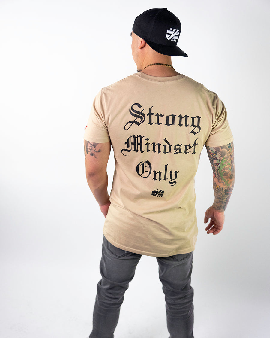"Strong Mindset Only" Tan Long Tee - Mystérieux Brand